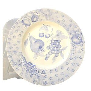 Italian Ceramic Serving Platter Round With Blue Fruit Design Made In Italy DH918